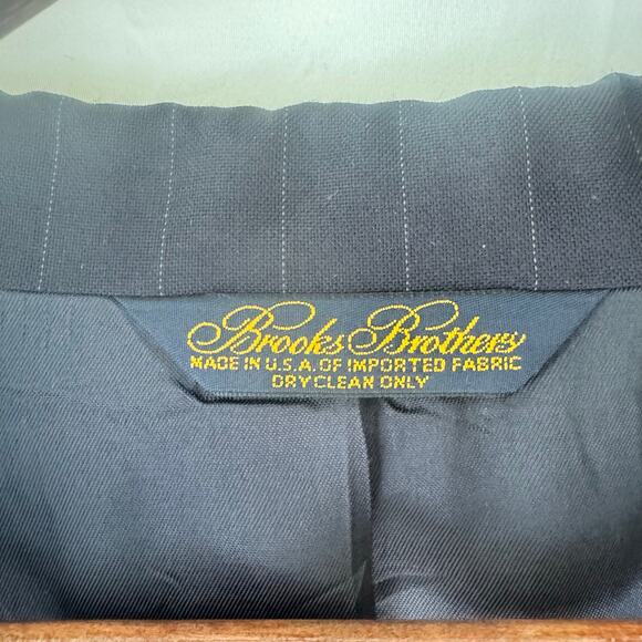 Vintage Brooks Brothers Men’s 40R Worsted Wool Blazer Black Pinstripe USA Made - Picture 4 of 9